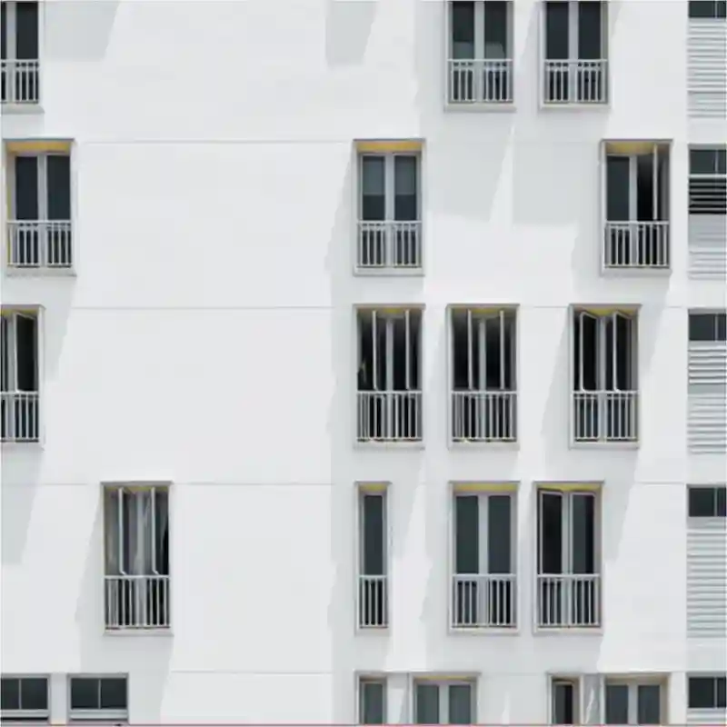 Open windows on the side of a white building.